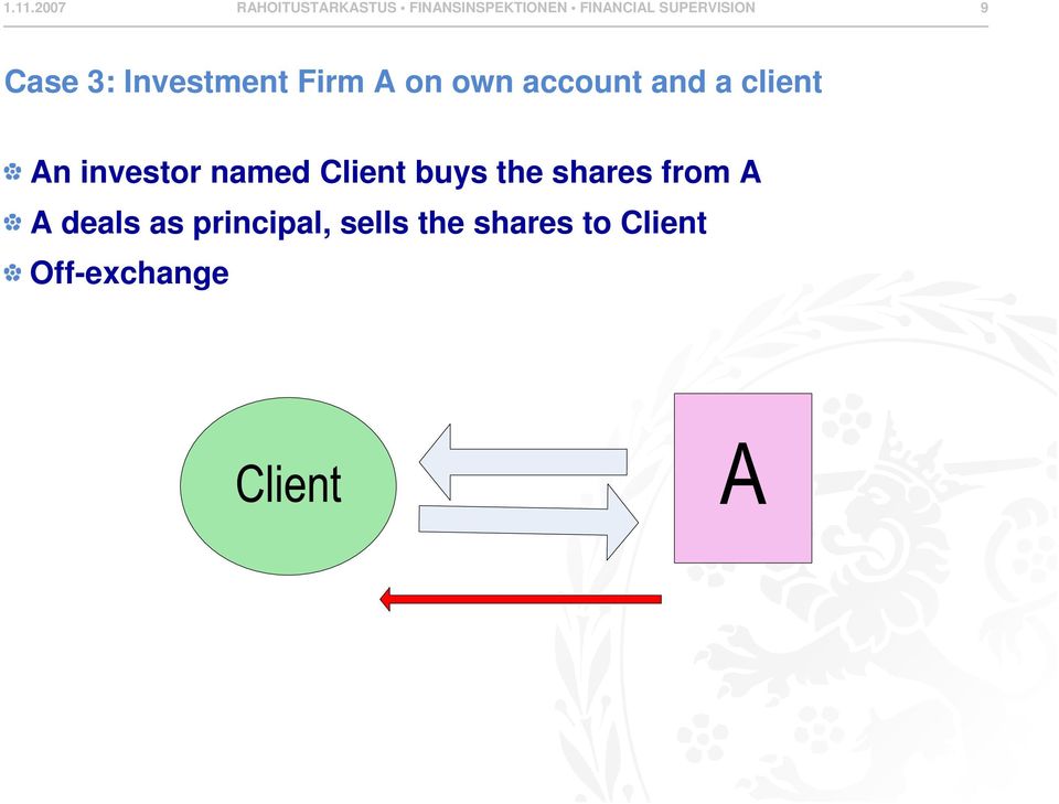 a client An investor named Client buys the shares from A A