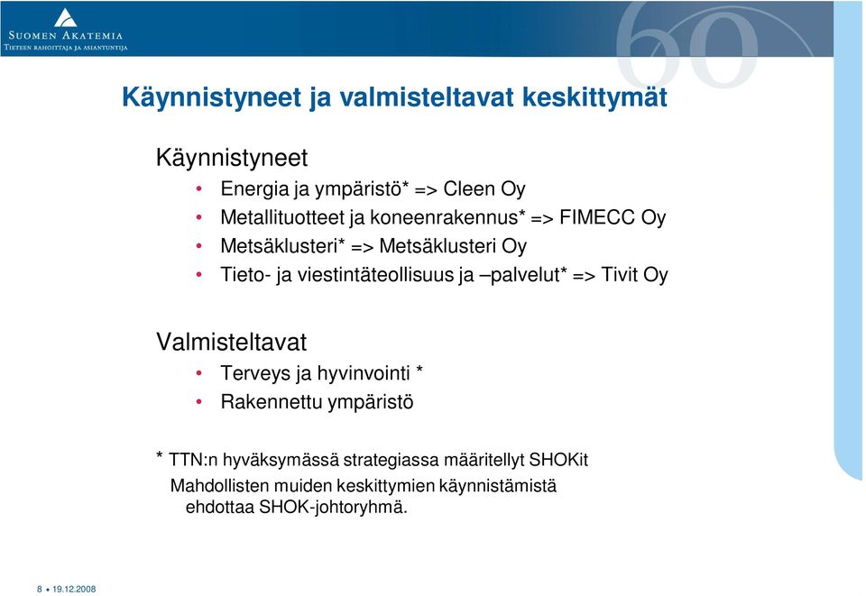 palvelut* => Tivit Oy Valmisteltavat Terveys ja hyvinvointi * Rakennettu ympäristö * TTN:n hyväksymässä