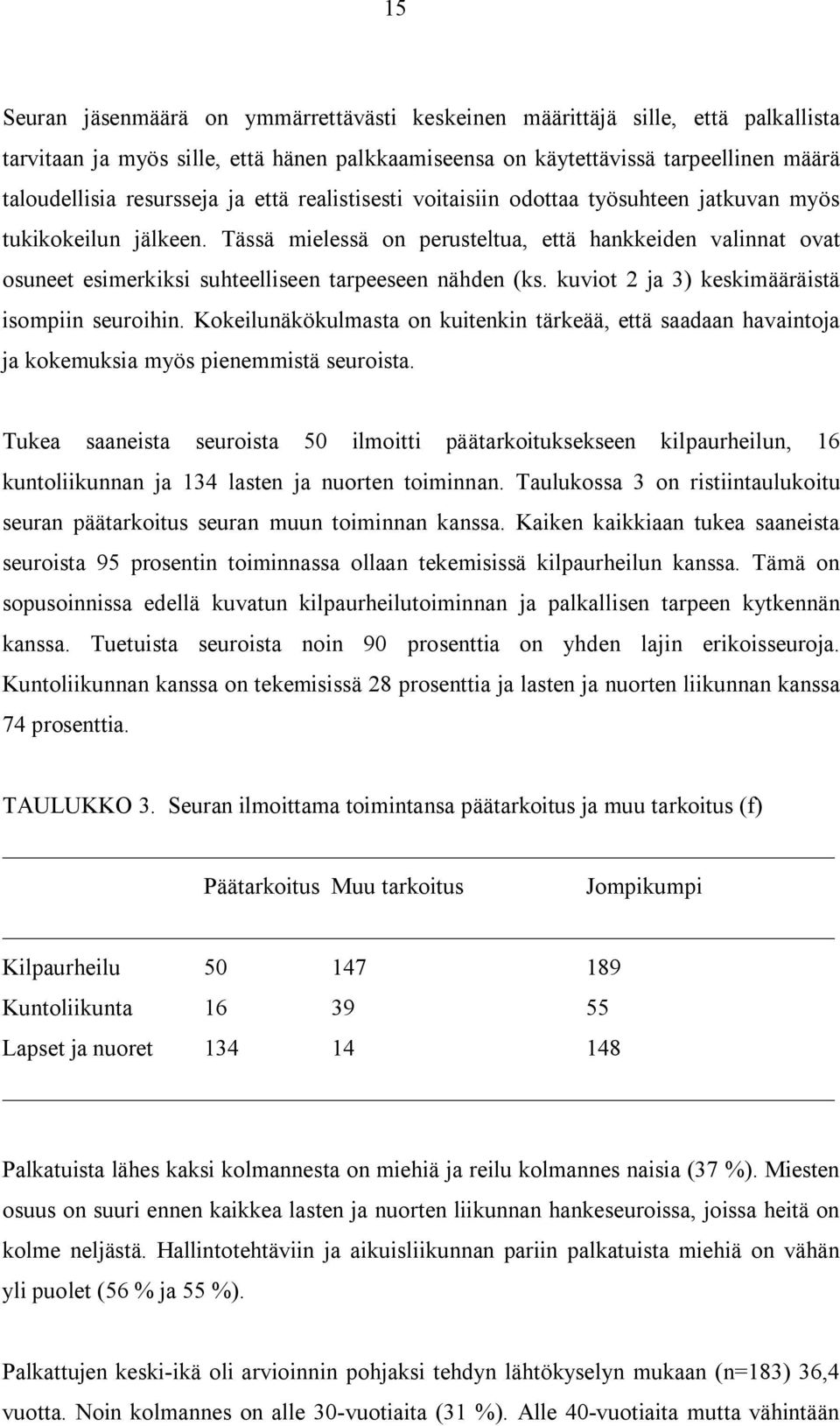 Tässä mielessä on perusteltua, että hankkeiden valinnat ovat osuneet esimerkiksi suhteelliseen tarpeeseen nähden (ks. kuviot 2 ja 3) keskimääräistä isompiin seuroihin.