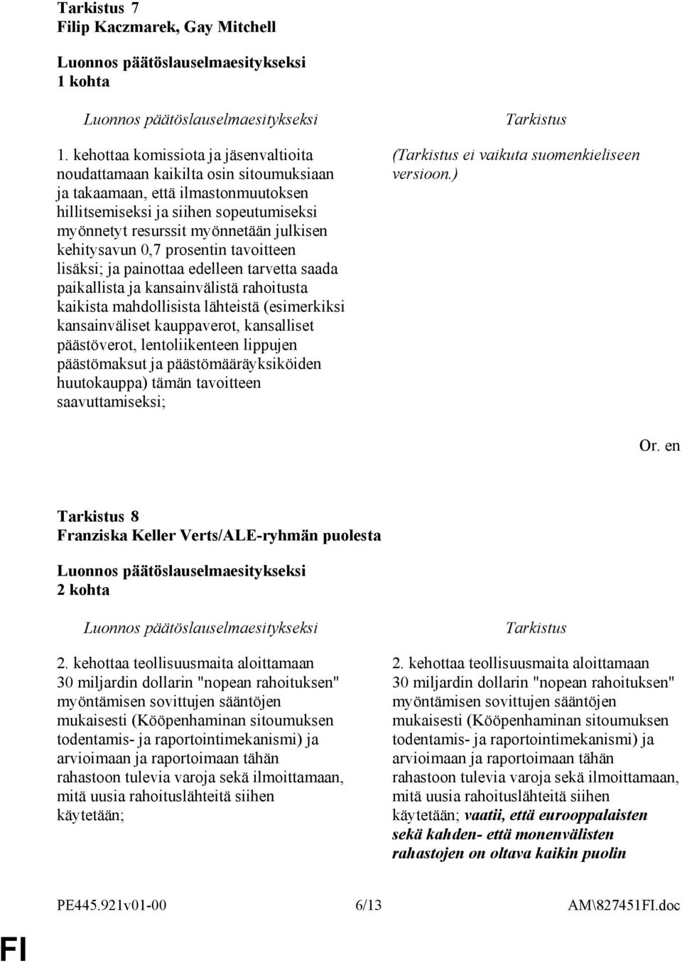 kehitysavun 0,7 prosentin tavoitteen lisäksi; ja painottaa edelleen tarvetta saada paikallista ja kansainvälistä rahoitusta kaikista mahdollisista lähteistä (esimerkiksi kansainväliset kauppaverot,