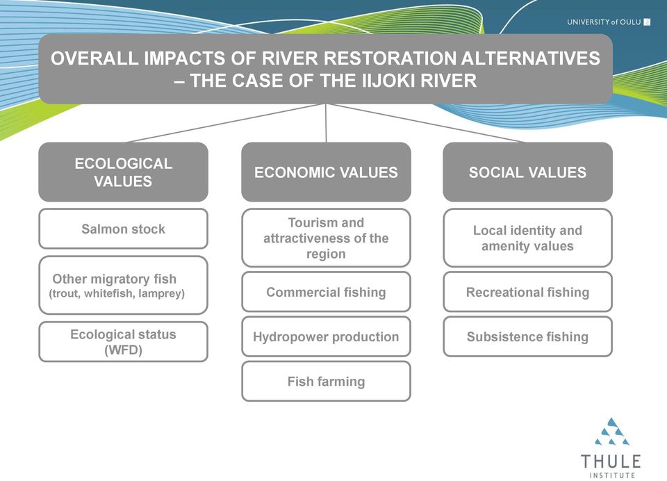 lamprey) Tourism and attractiveness of the region Commercial fishing Local identity and amenity