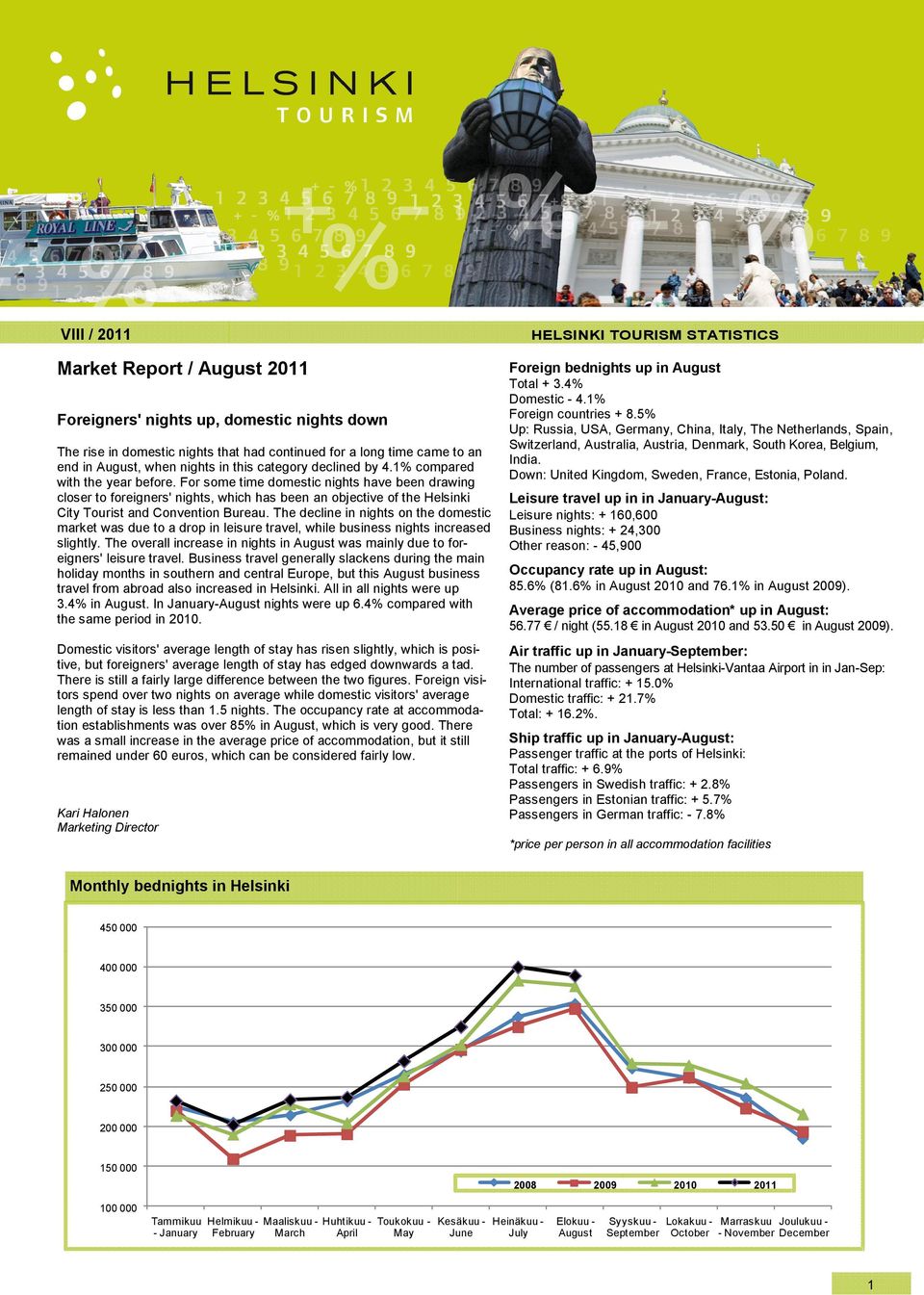 The decline in nights on the domestic market was due to a drop in leisure travel, while business nights increased slightly.