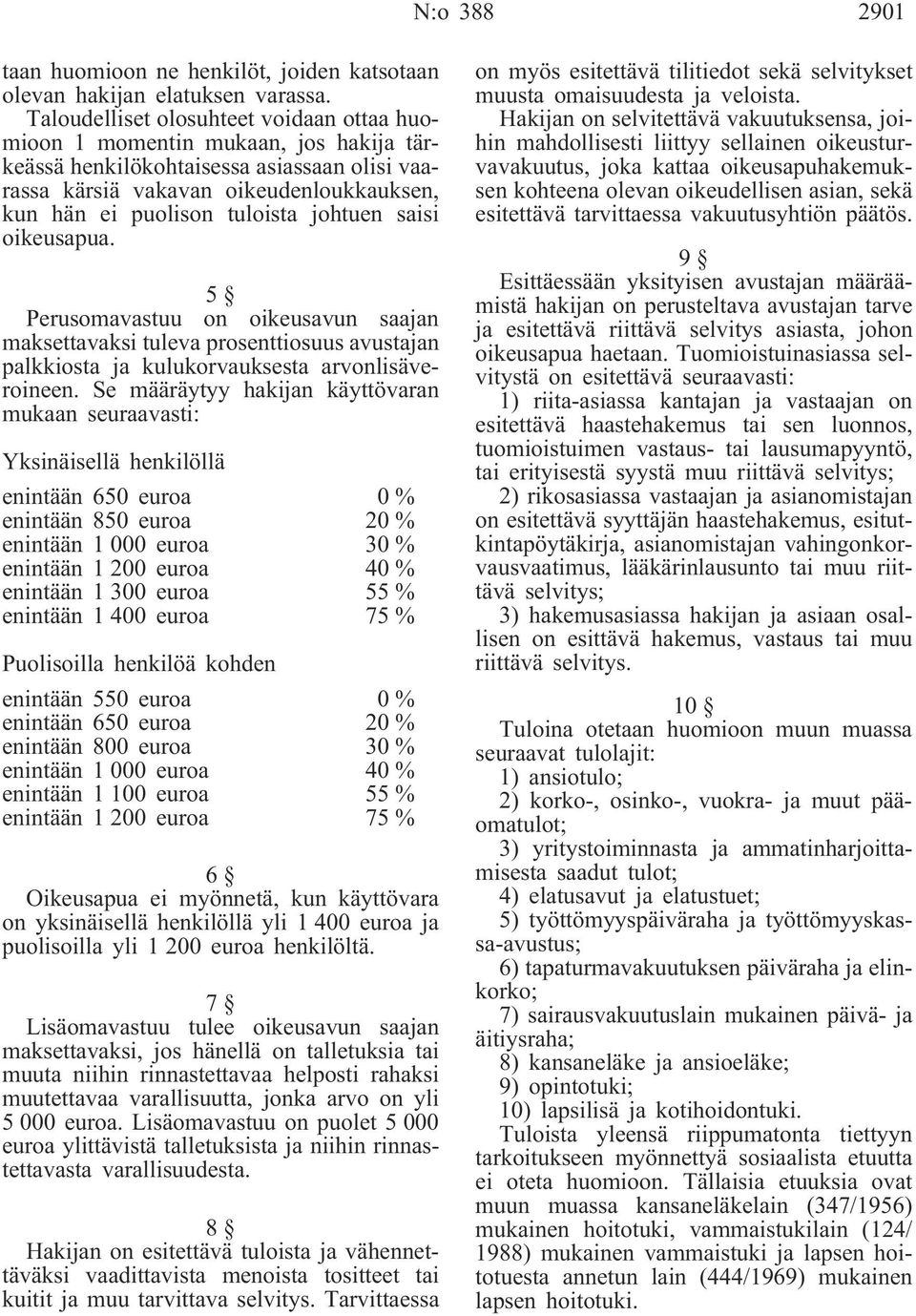 johtuen saisi oikeusapua. 5 Perusomavastuu on oikeusavun saajan maksettavaksi tuleva prosenttiosuus avustajan palkkiosta ja kulukorvauksesta arvonlisäveroineen.