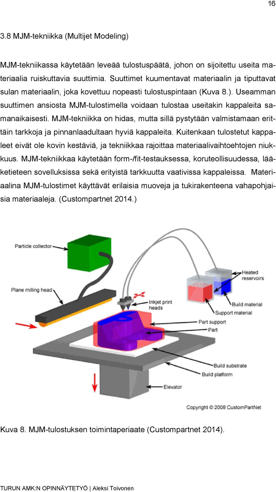 Useamman suuttimen ansiosta MJM-tulostimella voidaan tulostaa useitakin kappaleita samanaikaisesti.