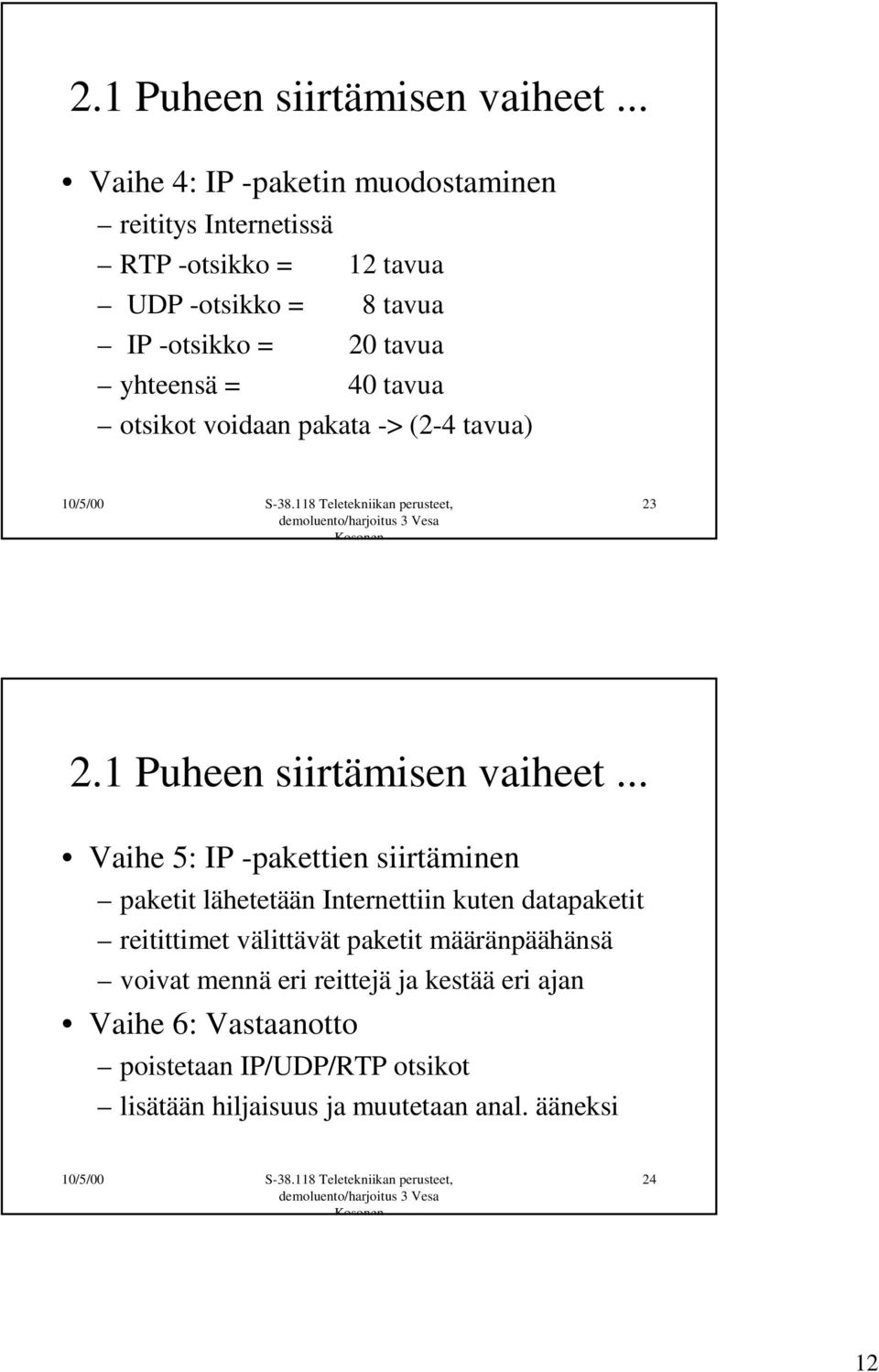 yhteensä = 40 tavua otsikot voidaan pakata -> (2-4 tavua) 23 .