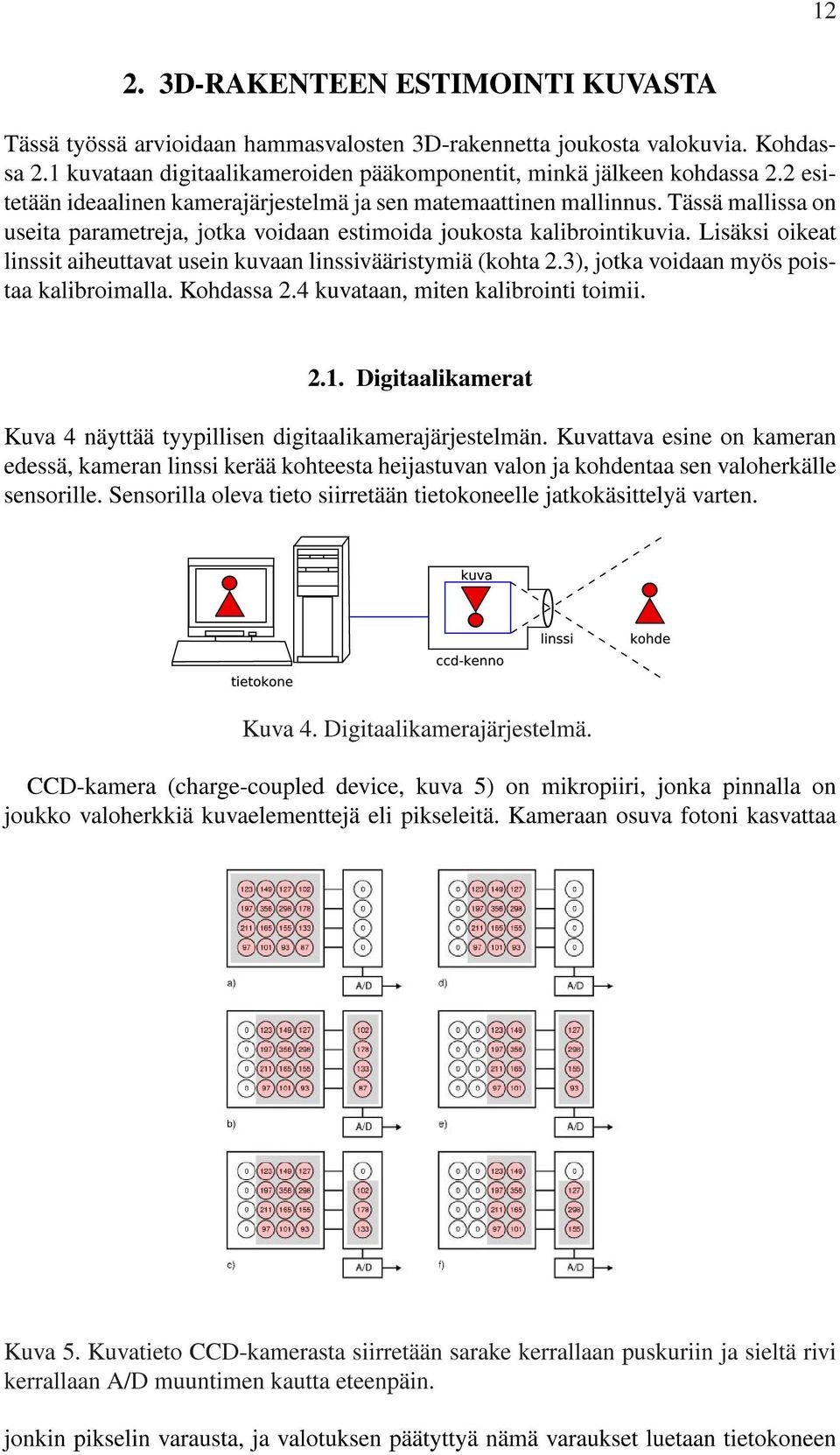 Lisäksi oikeat linssit aiheuttavat usein kuvaan linssivääristymiä (kohta 2.3), jotka voidaan myös poistaa kalibroimalla. Kohdassa 2.4 kuvataan, miten kalibrointi toimii. 2.1.