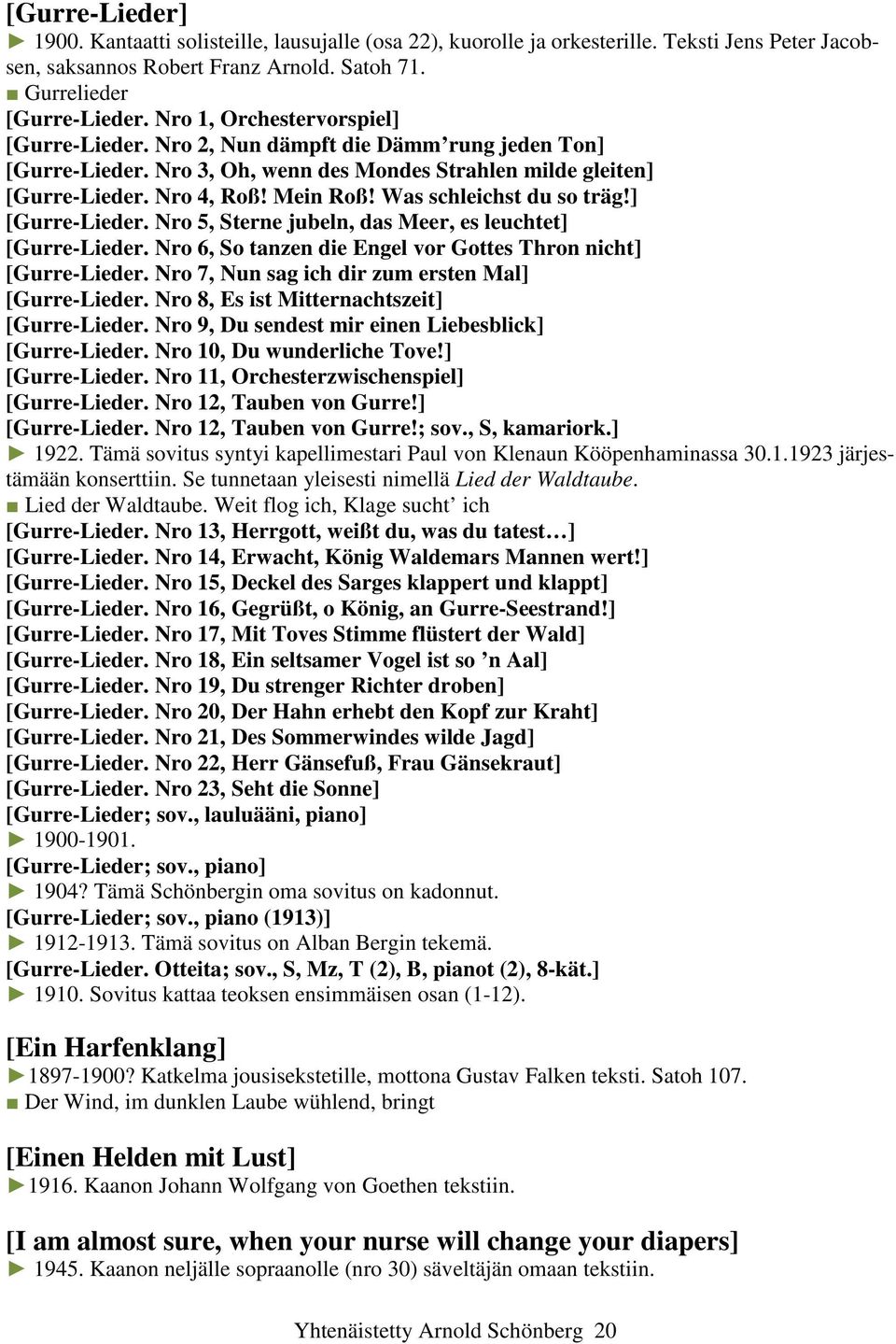 Was schleichst du so träg!] [Gurre-Lieder. Nro 5, Sterne jubeln, das Meer, es leuchtet] [Gurre-Lieder. Nro 6, So tanzen die Engel vor Gottes Thron nicht] [Gurre-Lieder.