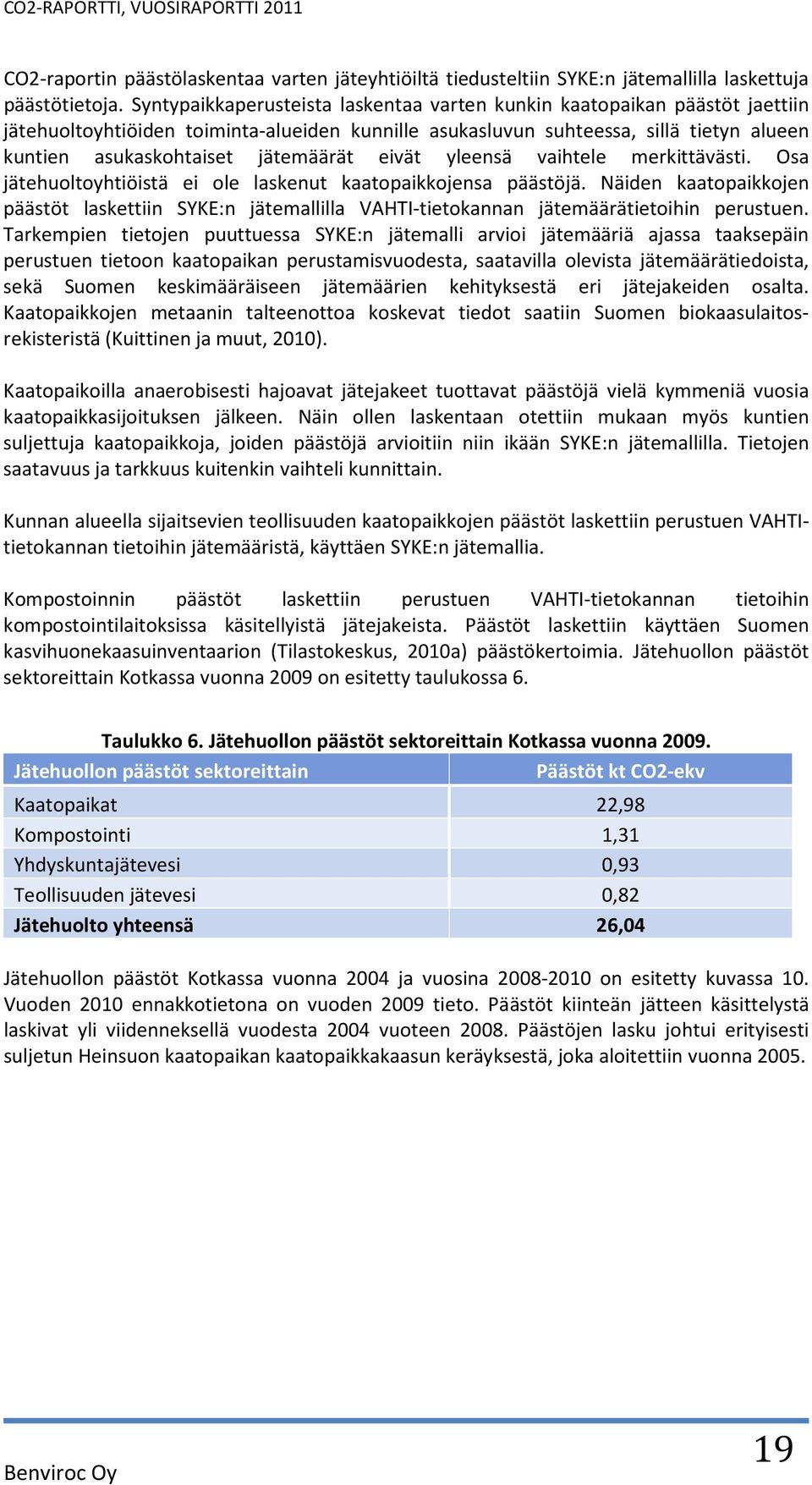 jätemäärät eivät yleensä vaihtele merkittävästi. Osa jätehuoltoyhtiöistä ei ole laskenut kaatopaikkojensa päästöjä.