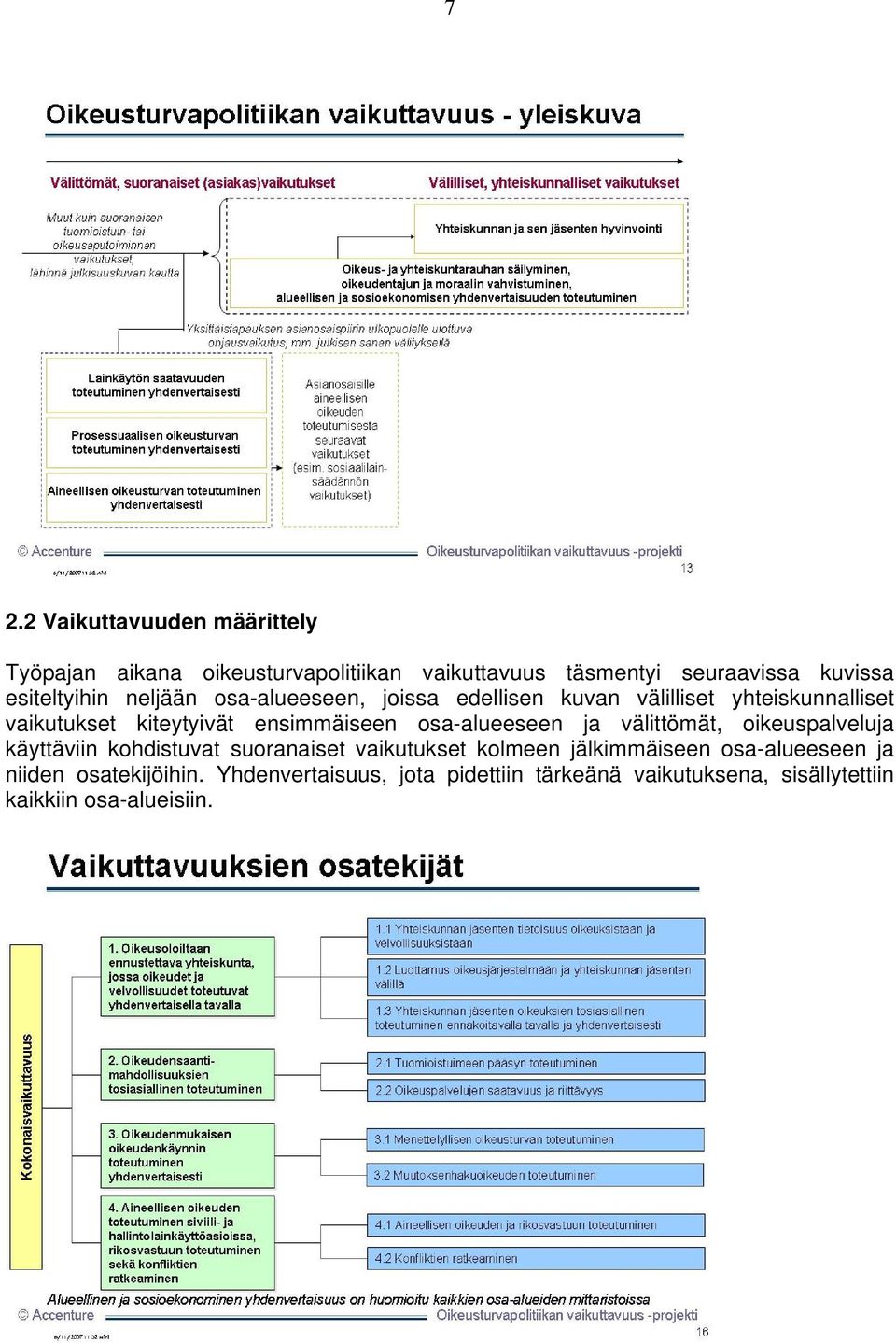 ensimmäiseen osa-alueeseen ja välittömät, oikeuspalveluja käyttäviin kohdistuvat suoranaiset vaikutukset kolmeen