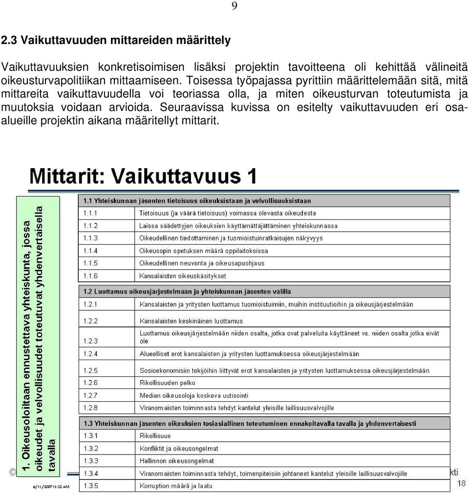 Toisessa työpajassa pyrittiin määrittelemään sitä, mitä mittareita vaikuttavuudella voi teoriassa olla, ja