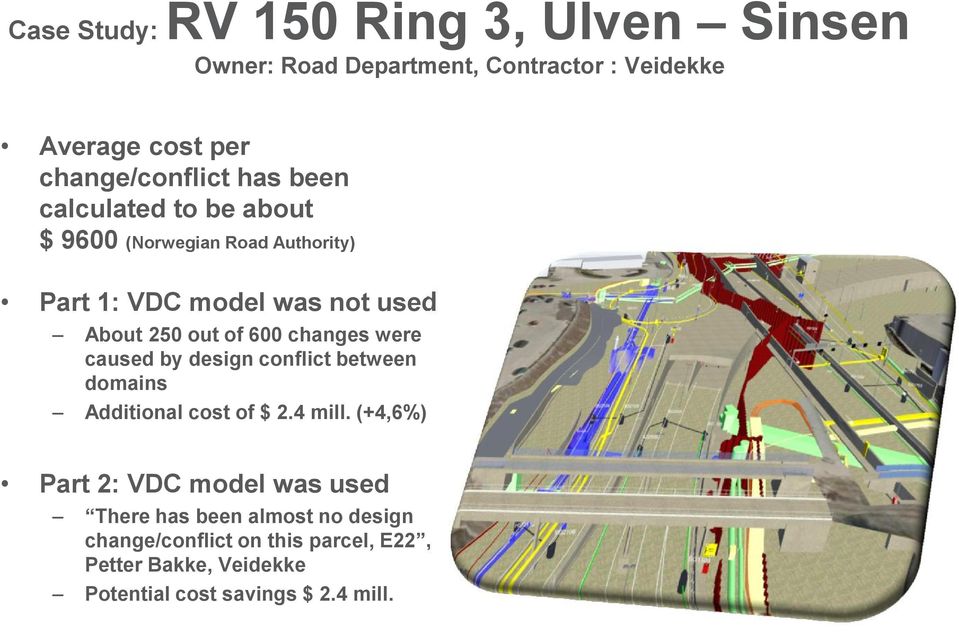 changes were caused by design conflict between domains Additional cost of $ 2.4 mill.