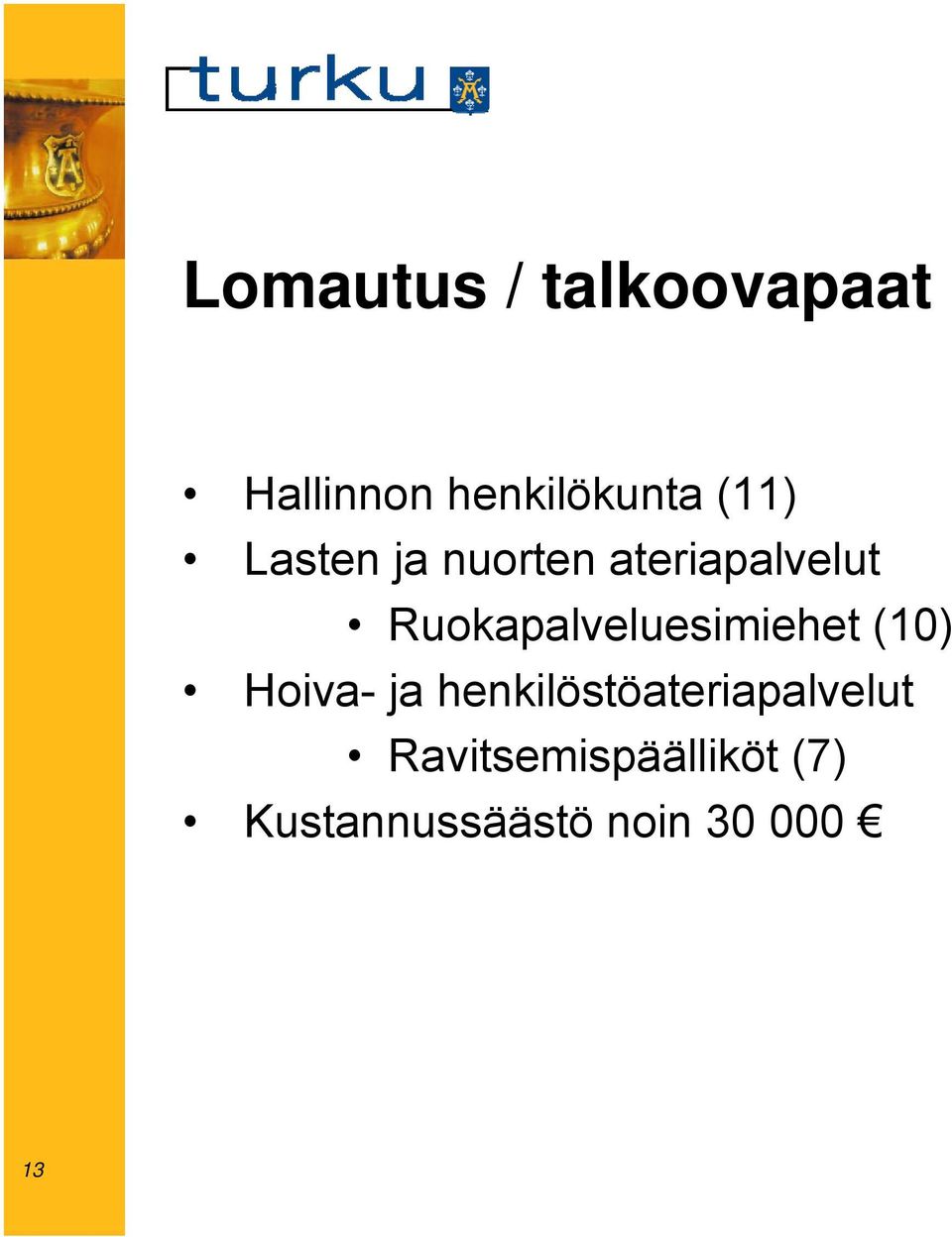 Ruokapalveluesimiehet (10) Hoiva- ja