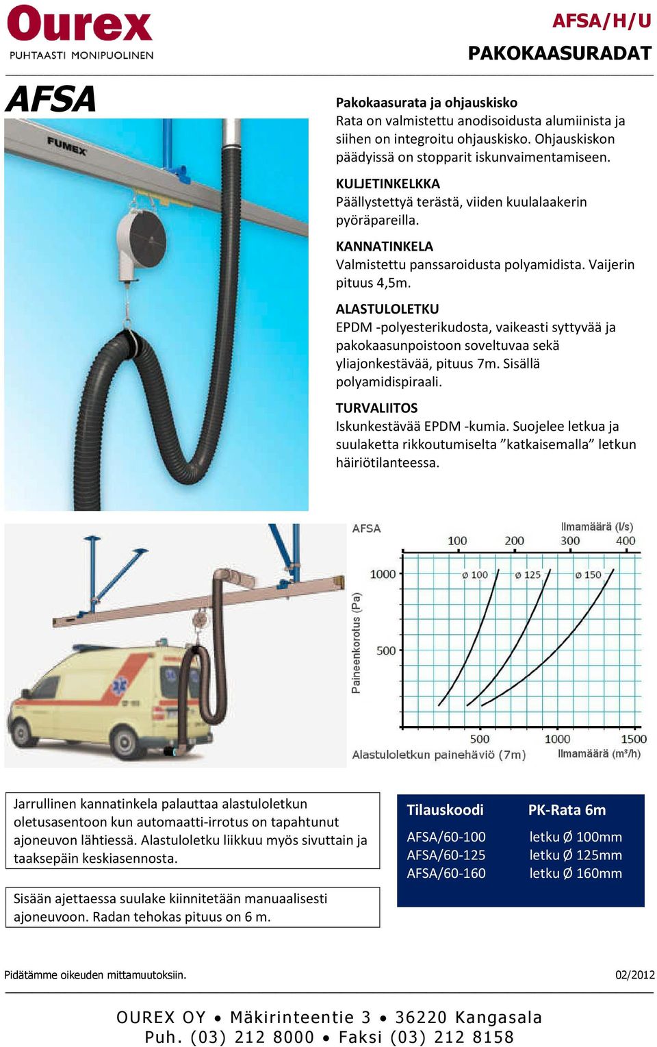 ALASTULOLETKU EPDM -polyesterikudosta, vaikeasti syttyvää ja pakokaasunpoistoon soveltuvaa sekä yliajonkestävää, pituus 7m. Sisällä polyamidispiraali. TURVALIITOS Iskunkestävää EPDM -kumia.