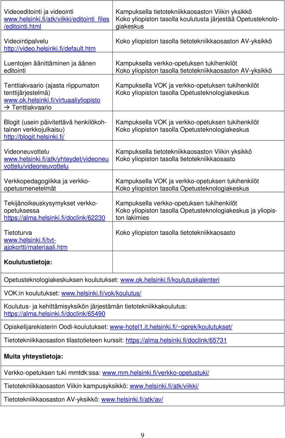 fi/virtuaaliyliopisto Tenttiakvaario Blogit (usein päivitettävä henkilökohtainen verkkojulkaisu) http://blogit.helsinki.