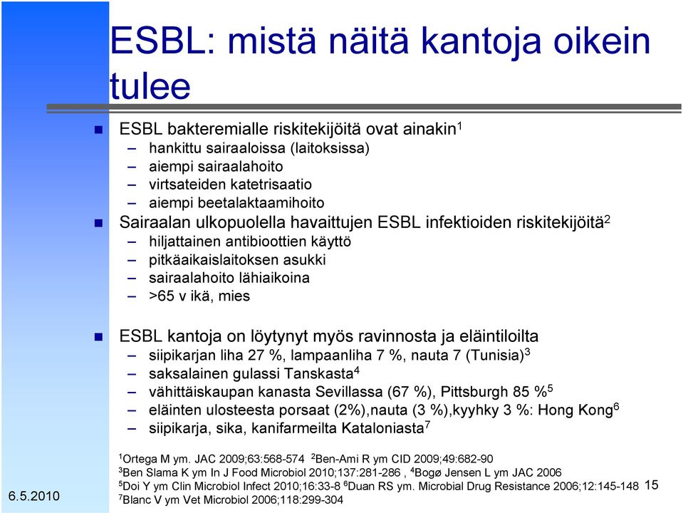 myös ravinnosta ja eläintiloilta siipikarjan liha 27 %, lampaanliha 7 %, nauta 7 (Tunisia) 3 saksalainen gulassi Tanskasta 4 vähittäiskaupan kanasta Sevillassa (67 %), Pittsburgh 85 % 5 eläinten