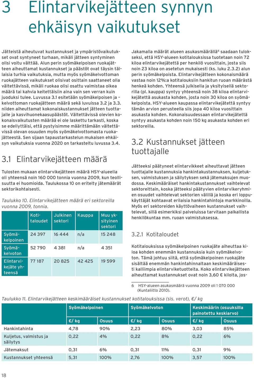 olla vältettävissä, mikäli ruokaa olisi osattu valmistaa oikea määrä tai kahvia keitettäisiin aina vain sen verran kuin juoduksi tulee. Luvussa 3.