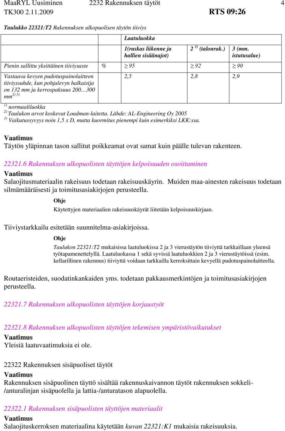 normaaliluokka 2) Taulukon arvot koskevat Loadman-laitetta. Lähde: AL-Engineering Oy 2005 3) Vaikutussyvyys noin 1,5 x D, mutta kuormitus pienempi kuin esimerkiksi LKK:ssa.