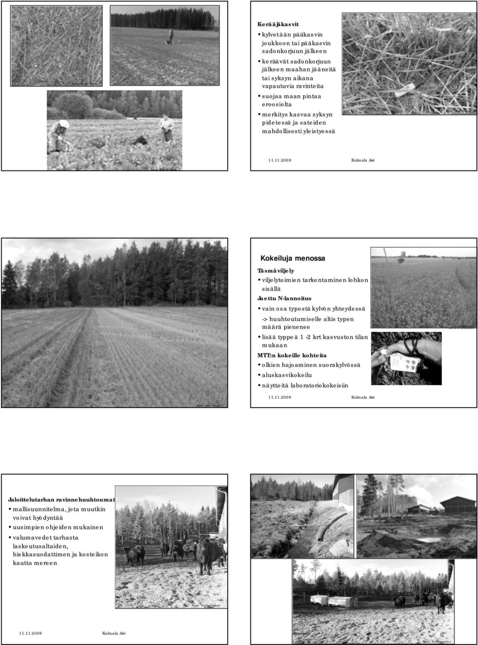 lohkon sisällä Jaettu N-lannoitus vain osa typestäkylvön yhteydessä -> huuhtoutumiselle altis typen määrä pienenee lisää typpeä 1-2 krt kasvuston tilan mukaan MTT:n kokeille kohteita olkien