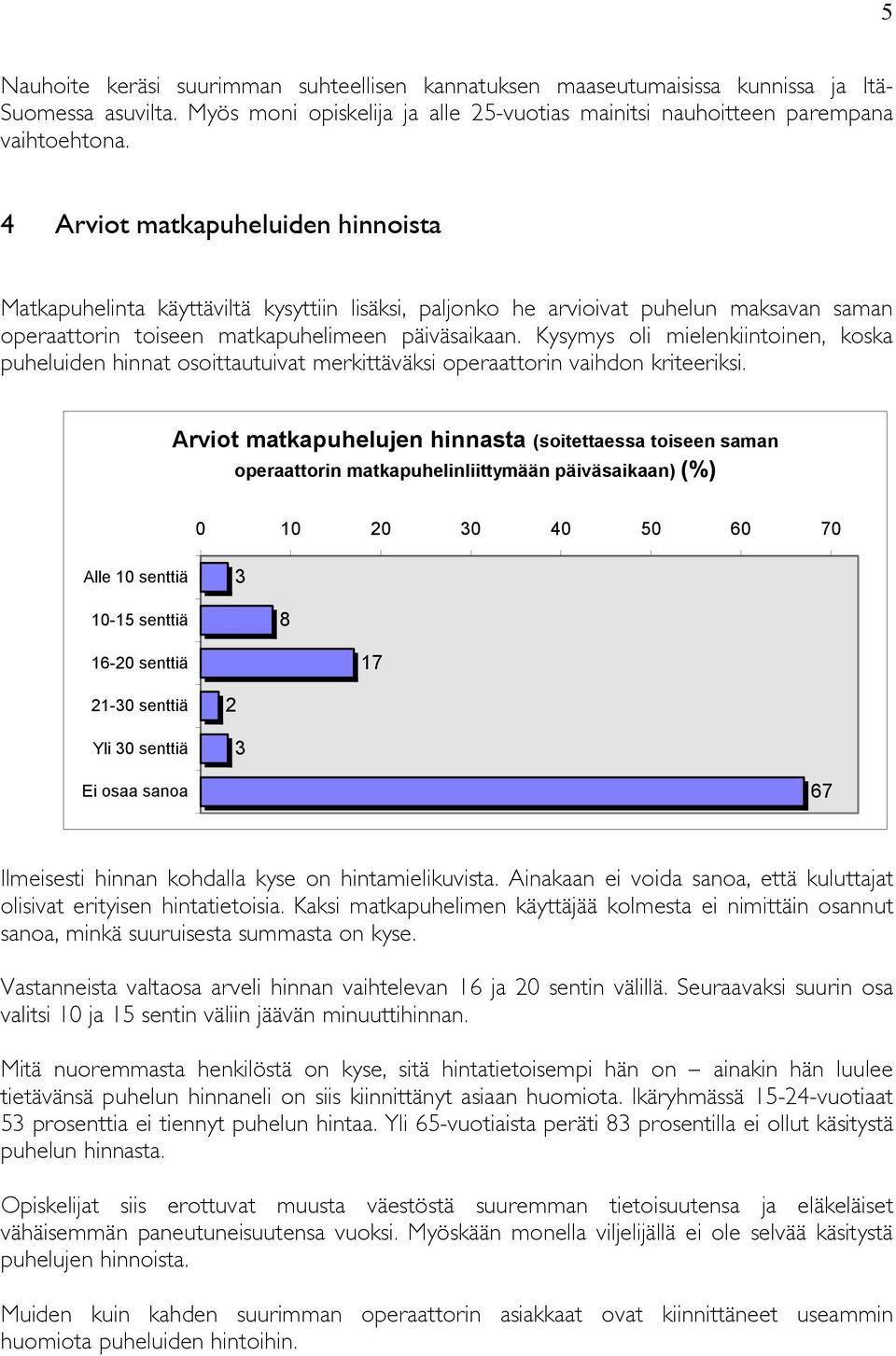 Kysymys oli mielenkiintoinen, koska puheluiden hinnat osoittautuivat merkittäväksi operaattorin vaihdon kriteeriksi.