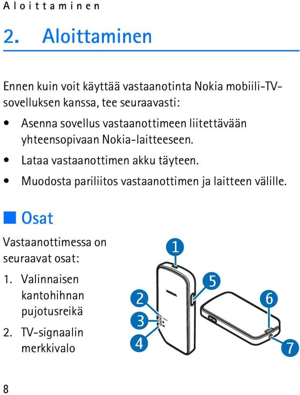 Asenna sovellus vastaanottimeen liitettävään yhteensopivaan Nokia-laitteeseen.