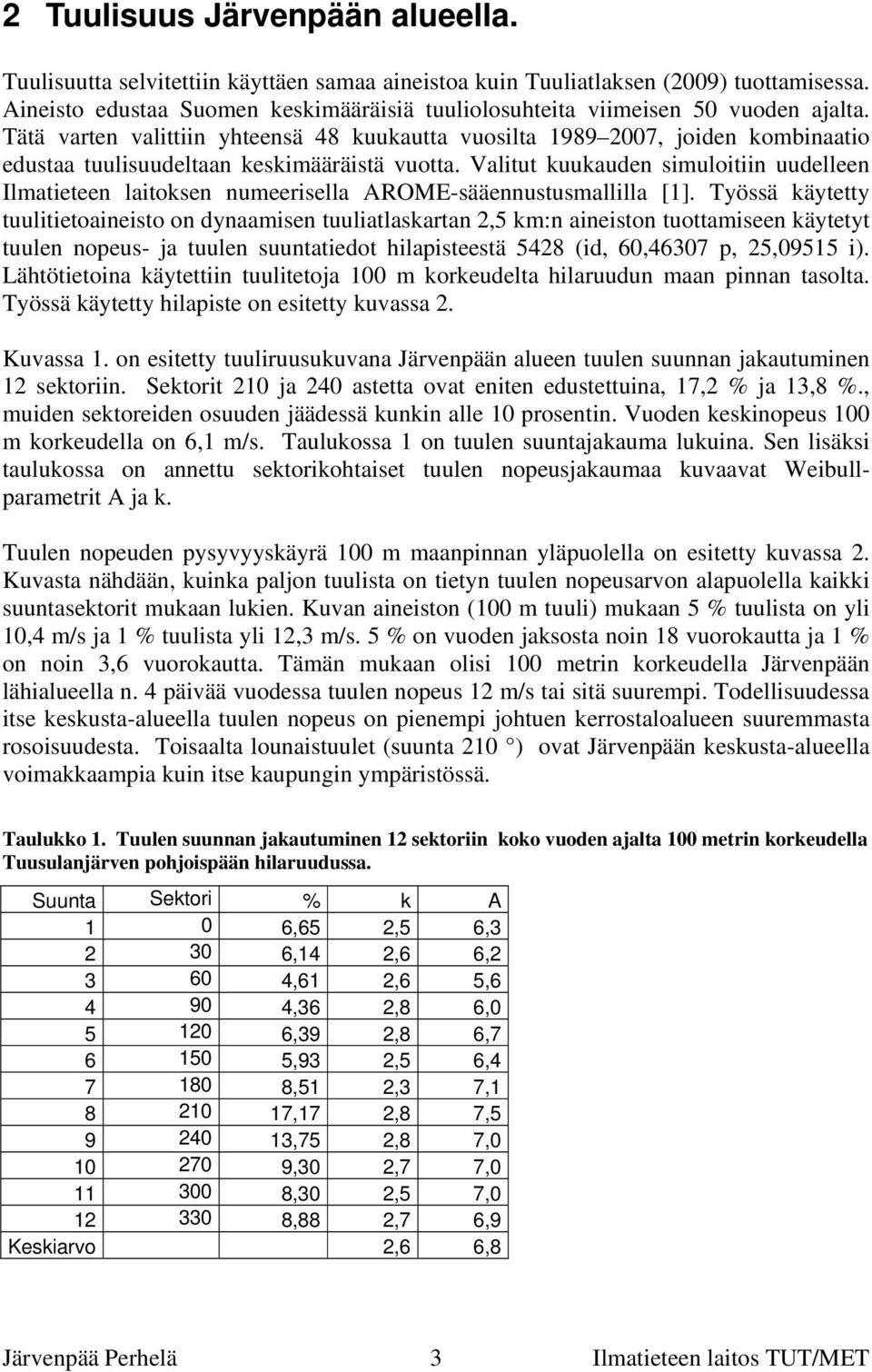 Tätä varten valittiin yhteensä 48 kuukautta vuosilta 1989 2007, joiden kombinaatio edustaa tuulisuudeltaan keskimääräistä vuotta.