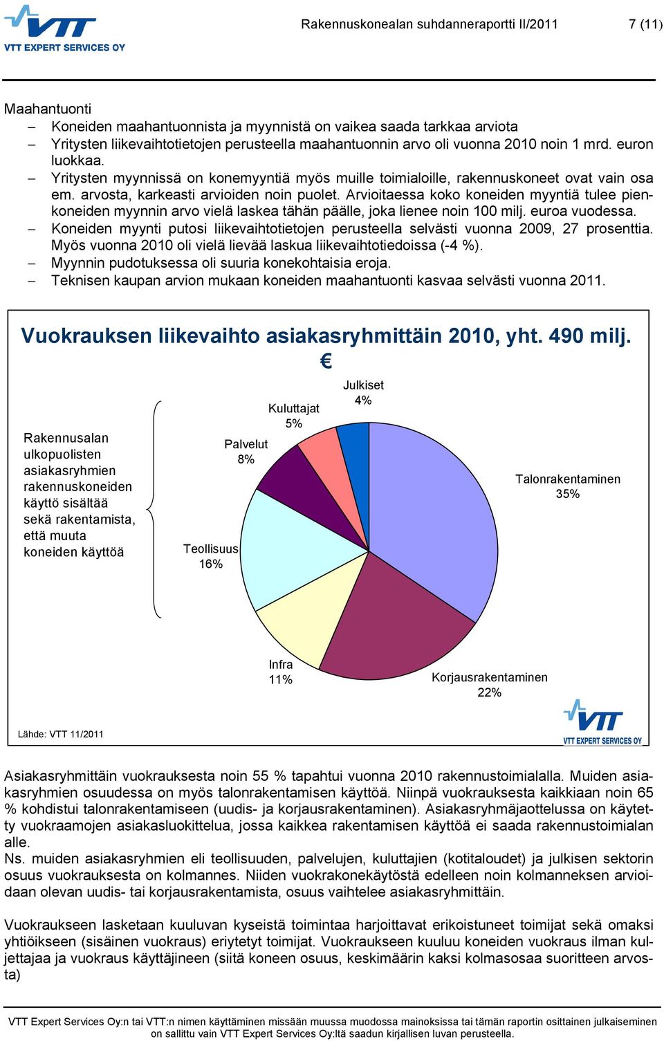 Arvioitaessa koko koneiden myyntiä tulee pienkoneiden myynnin arvo vielä laskea tähän päälle, joka lienee noin milj. euroa vuodessa.