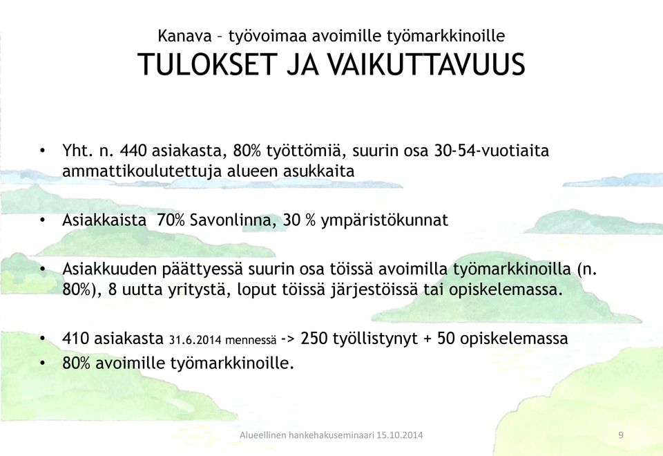 ympäristökunnat Asiakkuuden päättyessä suurin osa töissä avoimilla työmarkkinoilla (n.