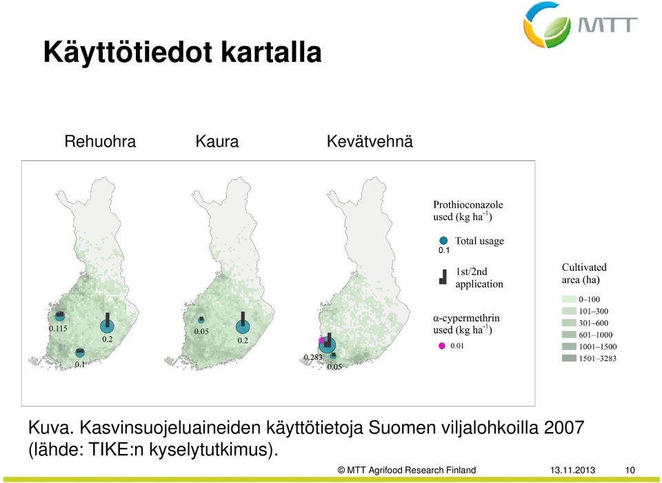 Suomen viljalohkoilla l ill 2007 (lähde: TIKE:n