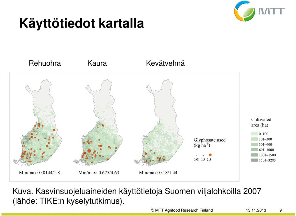 Suomen viljalohkoilla l ill 2007 (lähde: TIKE:n