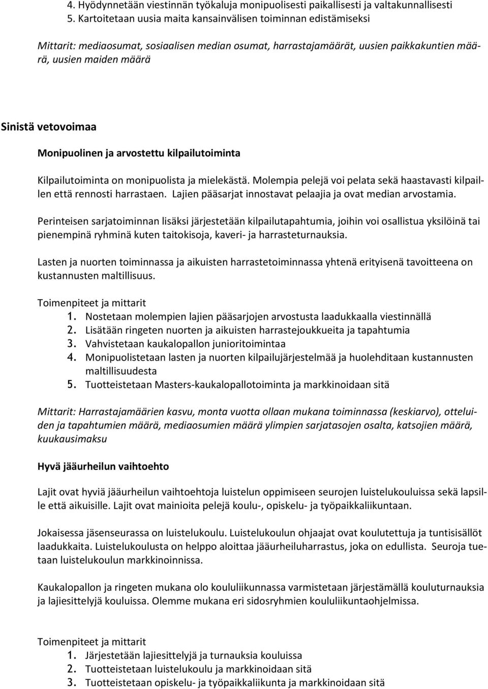 Monipuolinen ja arvostettu kilpailutoiminta Kilpailutoiminta on monipuolista ja mielekästä. Molempia pelejä voi pelata sekä haastavasti kilpaillen että rennosti harrastaen.