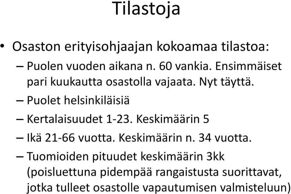 Puolet helsinkiläisiä Kertalaisuudet 1-23. Keskimäärin 5 Ikä 21-66 vuotta. Keskimäärin n.