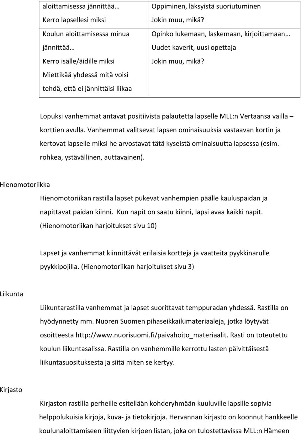 Lopuksi vanhemmat antavat positiivista palautetta lapselle MLL:n Vertaansa vailla korttien avulla.