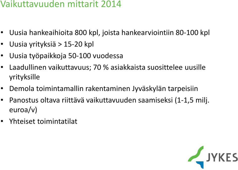 asiakkaista suosittelee uusille yrityksille Demolatoimintamallin rakentaminen Jyväskylän