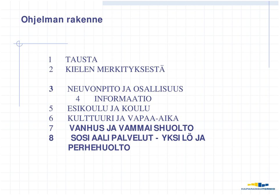 JA KOULU 6 KULTTUURI JA VAPAA-AIKA 7 VANHUS JA