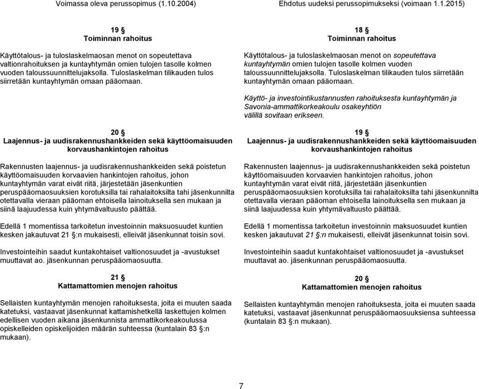 18 Toiminnan rahoitus Käyttötalous- ja tuloslaskelmaosan menot on sopeutettava kuntayhtymän omien tulojen tasolle kolmen vuoden taloussuunnittelujaksolla.