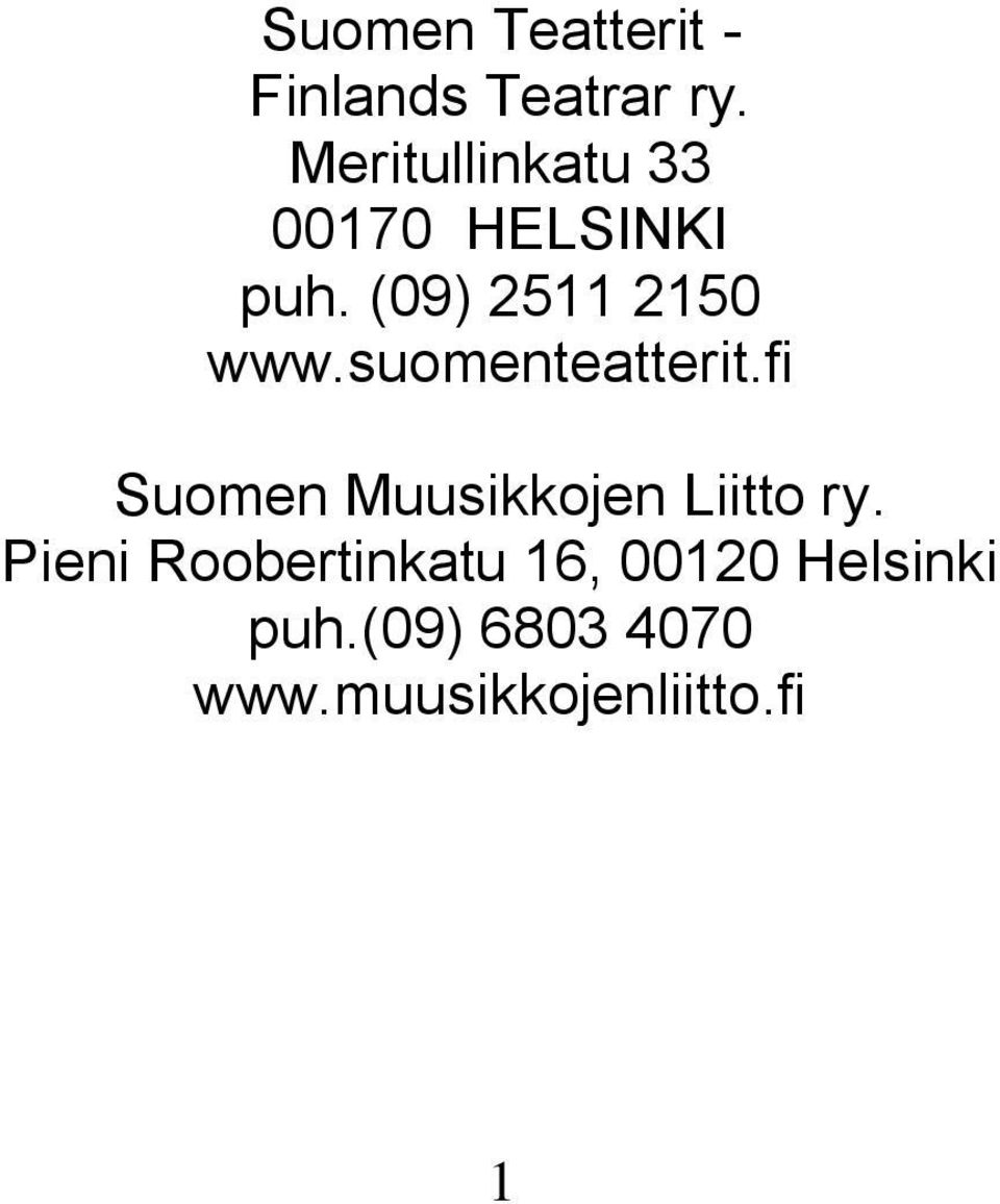 suomenteatterit.fi Suomen Muusikkojen Liitto ry.