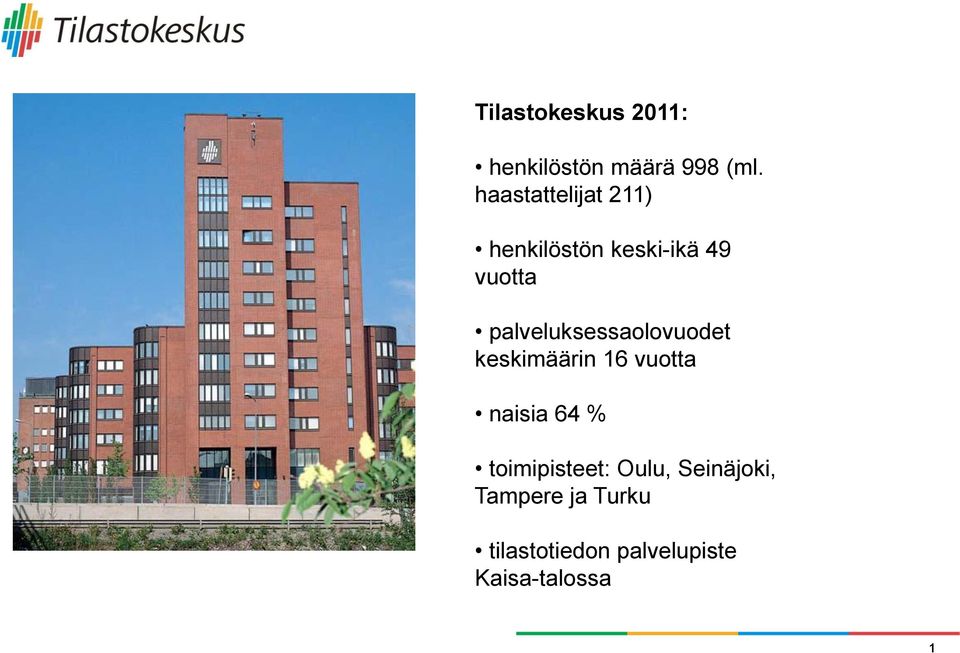 palveluksessaolovuodet keskimäärin 16 vuotta naisia 64 %