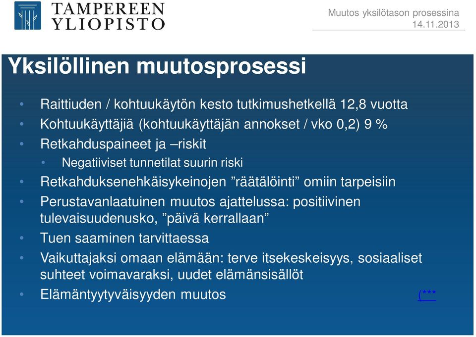 tarpeisiin Perustavanlaatuinen muutos ajattelussa: positiivinen tulevaisuudenusko, päivä kerrallaan Tuen saaminen tarvittaessa