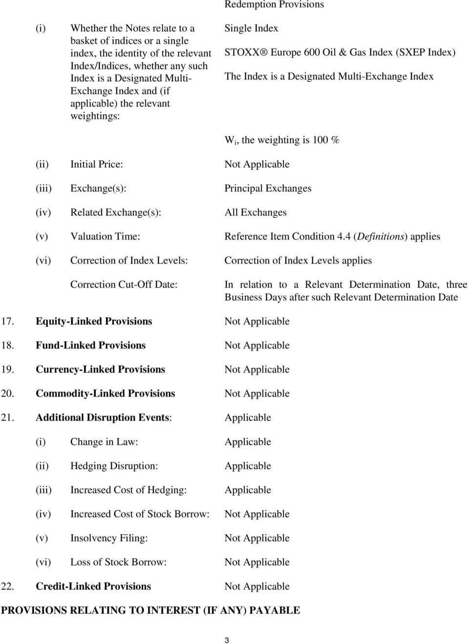 Not Applicable (iii) Exchange(s): Principal Exchanges (iv) Related Exchange(s): All Exchanges (v) Valuation Time: Reference Item Condition 4.