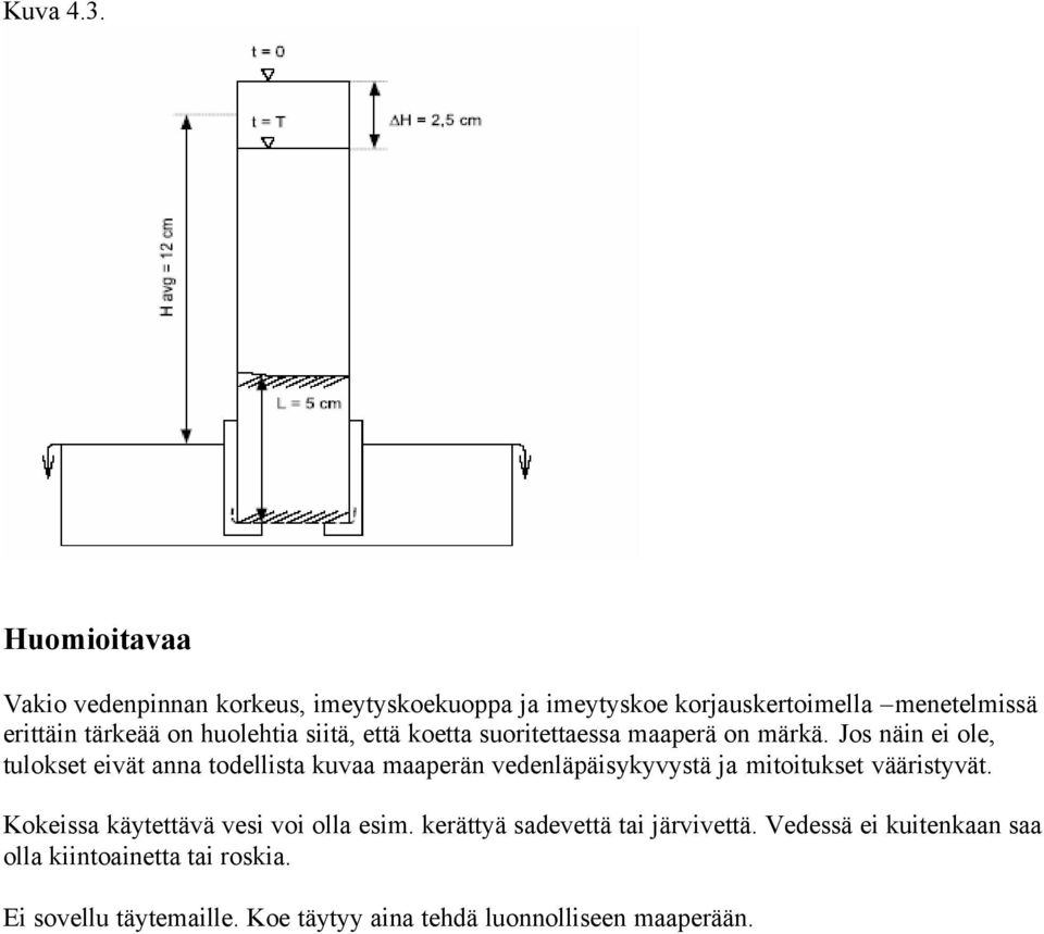 huolehtia siitä, että koetta suoritettaessa maaperä on märkä.