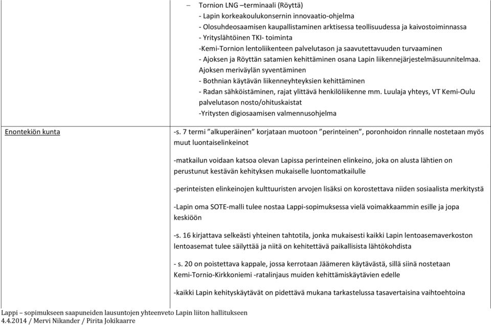 Ajoksen meriväylän syventäminen - Bothnian käytävän liikenneyhteyksien kehittäminen - Radan sähköistäminen, rajat ylittävä henkilöliikenne mm.