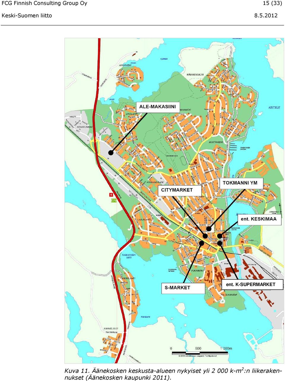 Äänekosken keskusta-alueen nykyiset yli 2