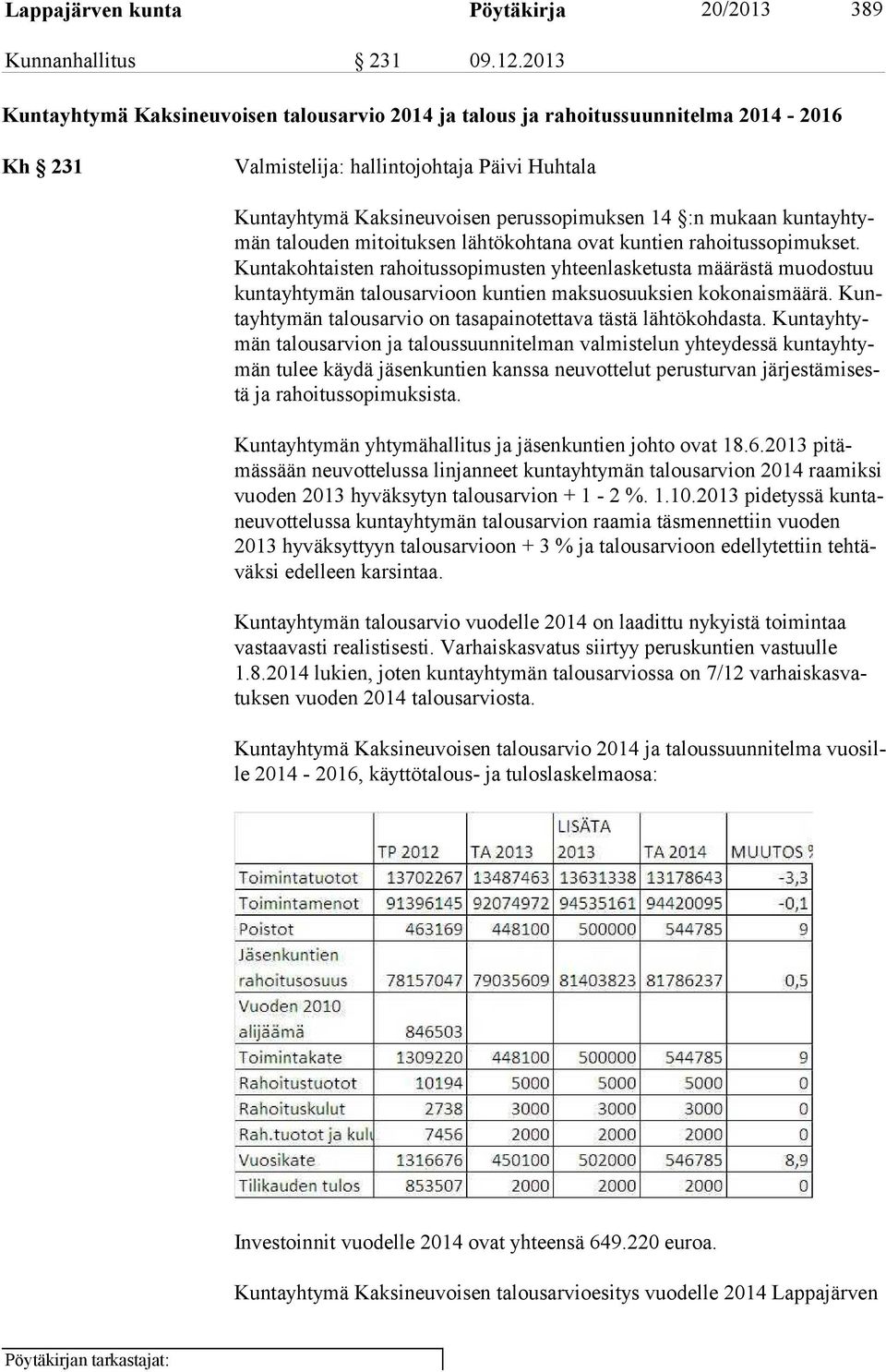 kun ta yh tymän talouden mitoituksen lähtökohtana ovat kuntien rahoitussopimukset.