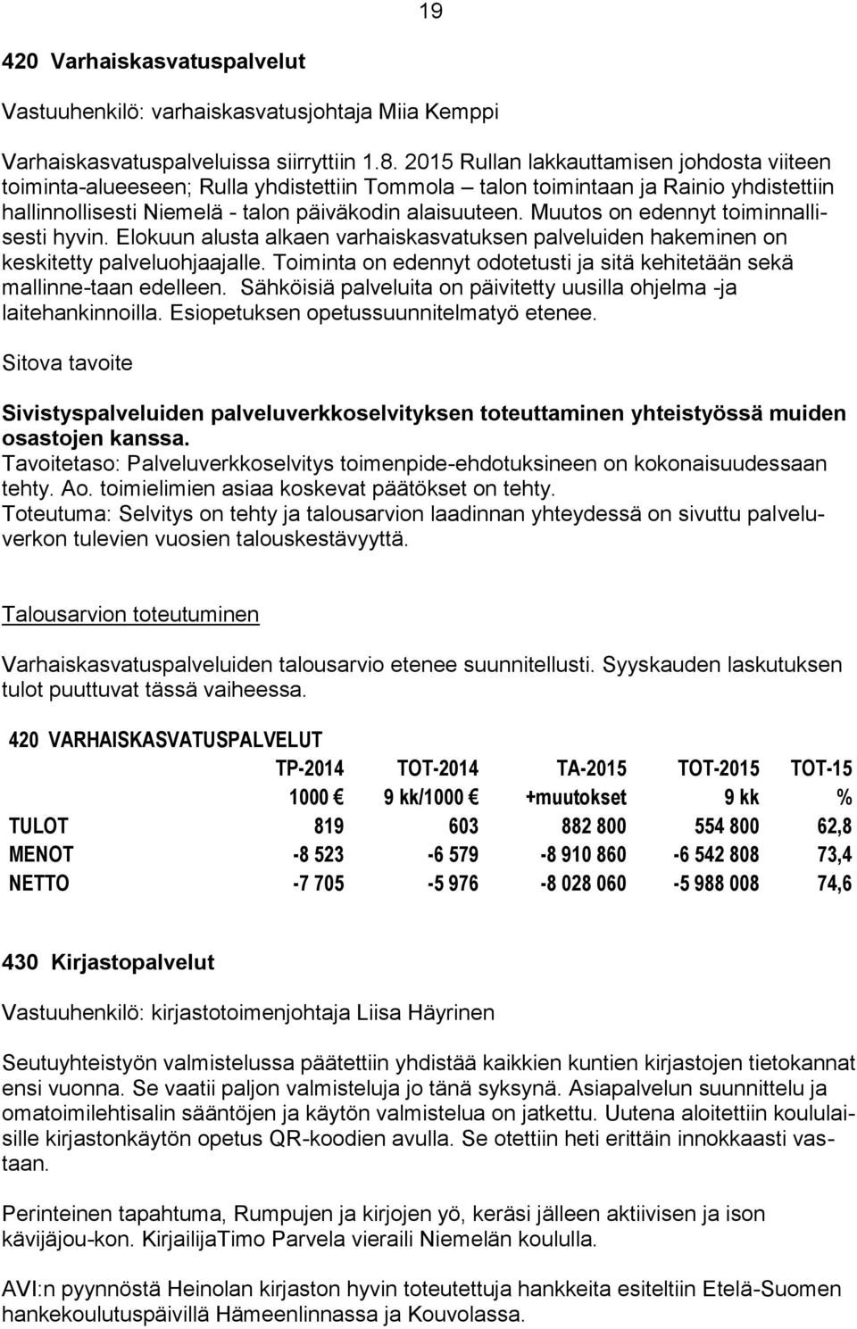 Muutos on edennyt toiminnallisesti hyvin. Elokuun alusta alkaen varhaiskasvatuksen palveluiden hakeminen on keskitetty palveluohjaajalle.