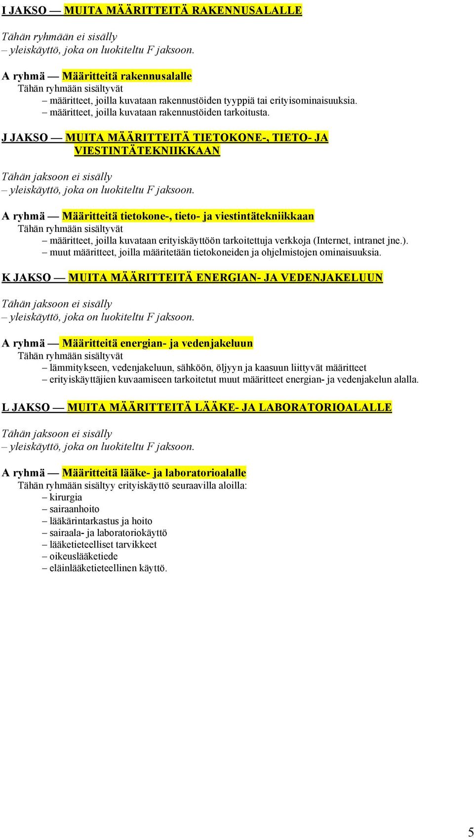 J JAKSO MUITA MÄÄRITTEITÄ TIETOKONE-, TIETO- JA VIESTINTÄTEKNIIKKAAN A ryhmä Määritteitä tietokone-, tieto- ja viestintätekniikkaan määritteet, joilla kuvataan erityiskäyttöön tarkoitettuja verkkoja