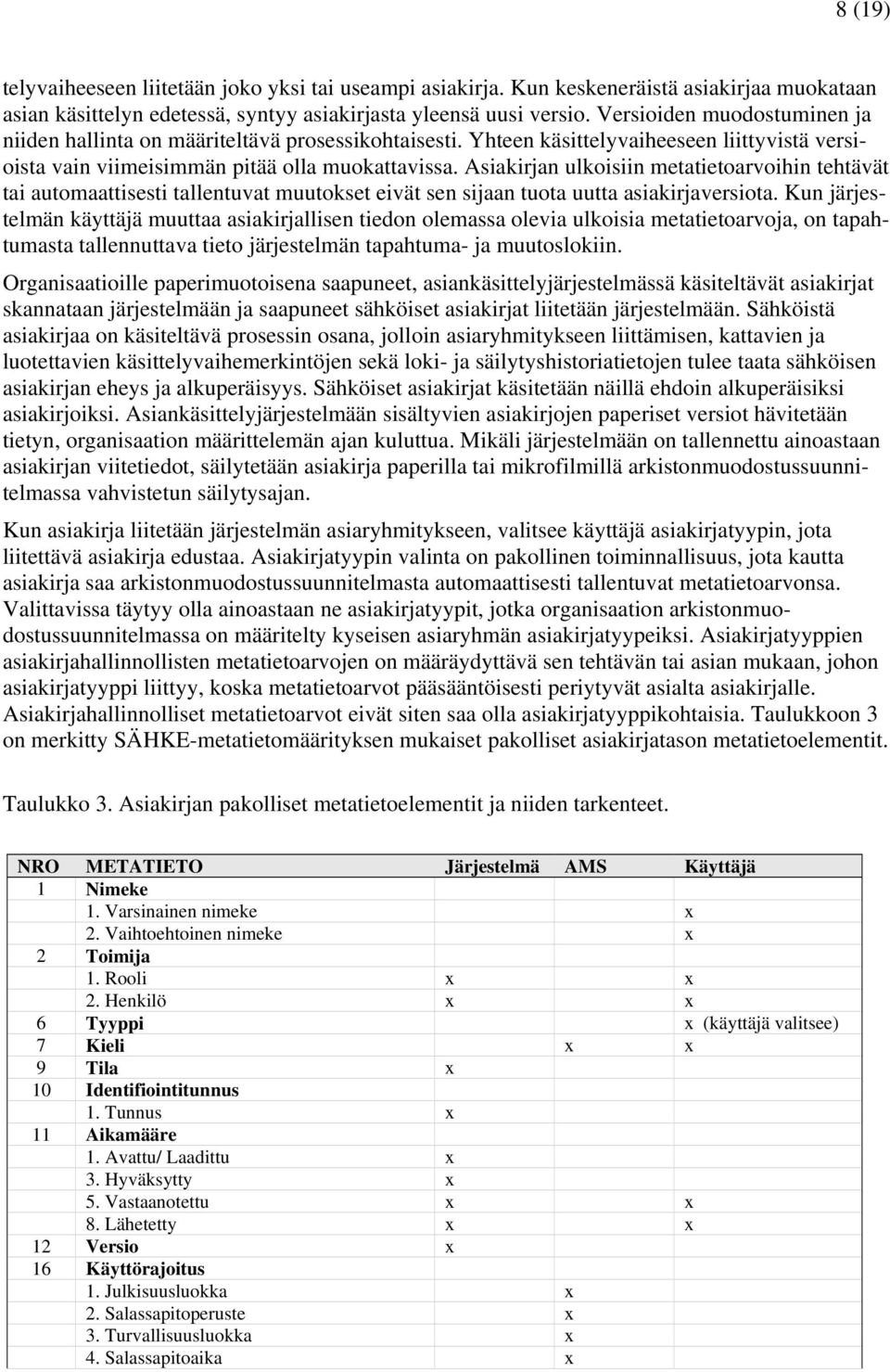 Asiakirjan ulkoisiin metatietoarvoihin tehtävät tai automaattisesti tallentuvat muutokset eivät sen sijaan tuota uutta asiakirjaversiota.