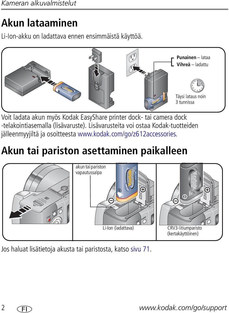 Lisävarusteita voi ostaa Kodak-tuotteiden jälleenmyyjiltä ja osoitteesta www.kodak.com/go/z612accessories.