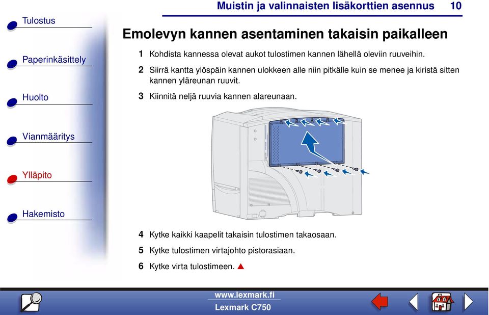 2 Siirrä kantta ylöspäin kannen ulokkeen alle niin pitkälle kuin se menee ja kiristä sitten kannen