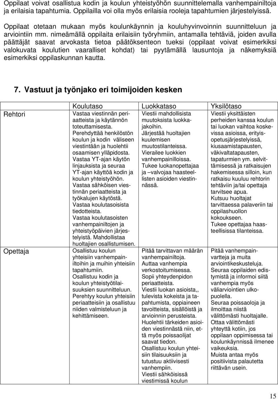 nimeämällä oppilaita erilaisiin työryhmiin, antamalla tehtäviä, joiden avulla päättäjät saavat arvokasta tietoa päätöksenteon tueksi (oppilaat voivat esimerkiksi valokuvata koulutien vaaralliset