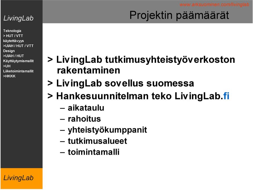 sovellus suomessa > Hankesuunnitelman teko.